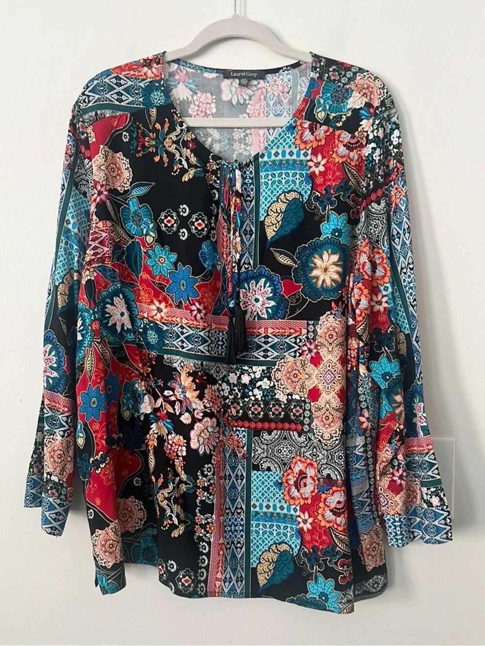 Laurel Grey Floral Tunic Top XXL